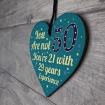 FUNNY 50TH BIRTHDAY GIFT For Men Women Wood Heart Dad Grandad