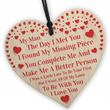 MY MAN Anniversary Gift For Men Wooden Heart Birthday Gifts