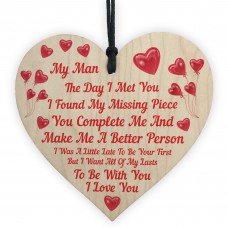 My Man Gifts For Him Wood Heart Mens Gifts for Boyfriend Husband