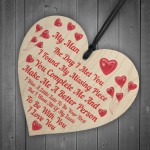 My Man Gifts For Him Wood Heart Mens Gifts for Boyfriend Husband