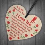 Wife Gifts From Husband I LOVE YOU Wooden Heart Valentines