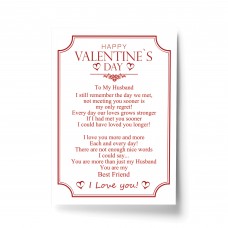Valentines Gift For Your Husband A4 LOVE POEM Wall Print Decor