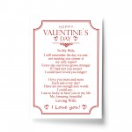 Wife Valentines Day Poem A4 Wall Print Valentines Gift For Her