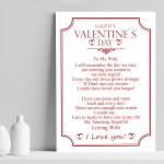 Wife Valentines Day Poem A4 Wall Print Valentines Gift For Her