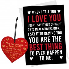 Anniversary Card Gift For Him Or Her WOOD HEART Husband And Wife