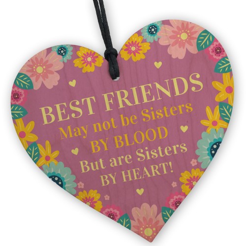 Best Friends Wooden Friendship Hanging Heart Birthday Friend