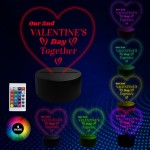 2nd Valentines Day Together Heart LED 16 Colour Changing Boyfrie