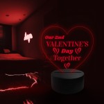 2nd Valentines Day Together Heart LED 16 Colour Changing Boyfrie