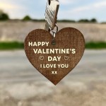 Happy Valentines Day Wood Keyring LOVE YOU Valentines Gift