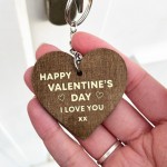 Happy Valentines Day Wood Keyring LOVE YOU Valentines Gift