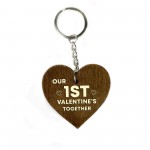 1st Valentines Day Gift Wood Keyring Valentines Gift For Him Her
