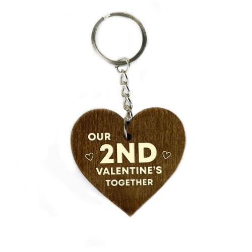 2nd Valentines Day Gift Wood Keyring Valentines Gift For Him Her