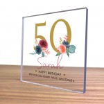 PERSONALISED 50th Birthday Gifts Women Her Clear Block