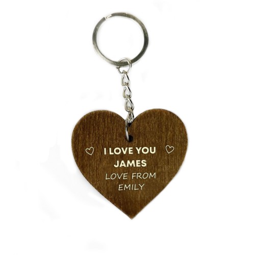Valentines Day Gift Wood Keyring Valentines Gift For Him Her