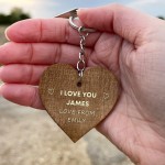 Valentines Day Gift Wood Keyring Valentines Gift For Him Her