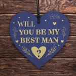 Will You be my Best Man Wood Heart Proposal Wedding Gift 