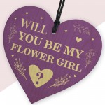 Will You be my Flower Girl? Wood Heart Proposal Wedding Gift 