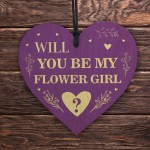 Will You be my Flower Girl? Wood Heart Proposal Wedding Gift 
