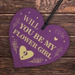 Will You be my Flower Girl? Wood Heart Proposal Wedding Gift 