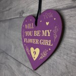 Will You be my Flower Girl? Wood Heart Proposal Wedding Gift 