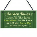 Garden Decor GARDEN RULES Hanging Decor Sign For Shed 