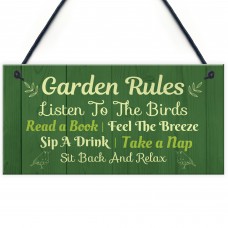 Garden Decor GARDEN RULES Hanging Decor Sign For Shed 