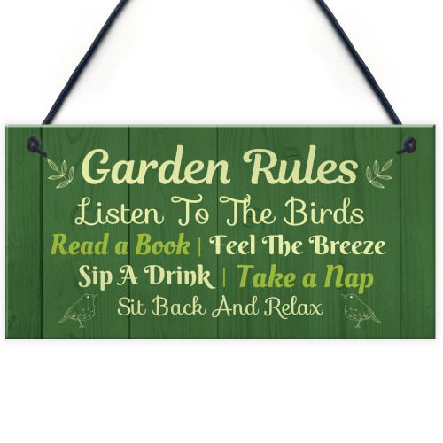 Garden Decor GARDEN RULES Hanging Decor Sign For Shed 