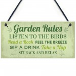 Novelty Garden Rules Hanging Sign For Garden Shed Summer House