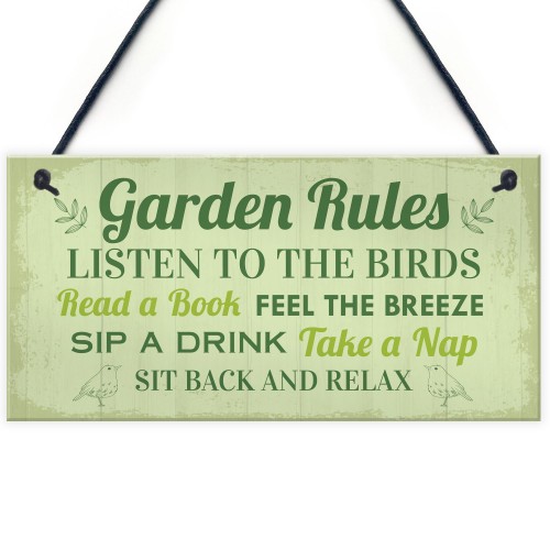 Novelty Garden Rules Hanging Sign For Garden Shed Summer House