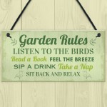 Novelty Garden Rules Hanging Sign For Garden Shed Summer House