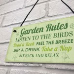 Novelty Garden Rules Hanging Sign For Garden Shed Summer House