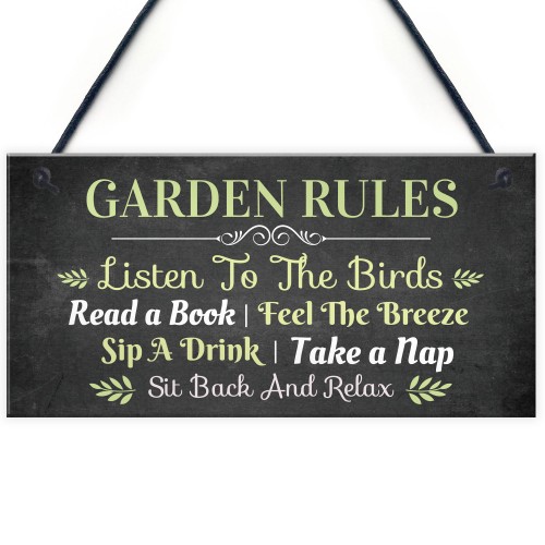 Garden Rules Hanging Sign Home Decor Garden Shed Plaque