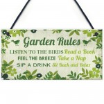 Garden Rules Decor Plaque Garden Shed Summer House Accessories