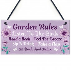 Garden Rules Novelty Hanging Plaque Summer House Accessories