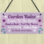 Garden Rules Novelty Hanging Plaque Summer House Accessories