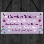 Garden Rules Novelty Hanging Plaque Summer House Accessories