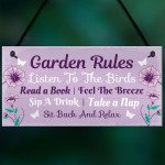 Garden Rules Novelty Hanging Plaque Summer House Accessories