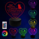 2nd Wedding Anniversary Gifts for Her Him 3D Lamp Night Light