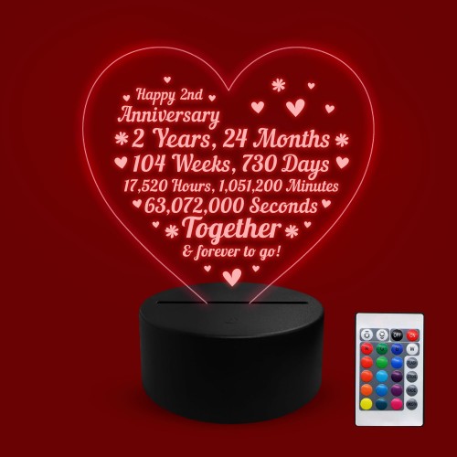 2nd Wedding Anniversary Gifts for Her Him NEON LED Lamp Night