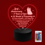 3rd Wedding Anniversary Gifts for Her Him 3D Lamp Light