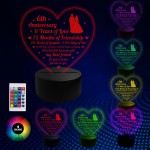 6th Wedding Anniversary Gifts for Her Him 3D Lamp Light