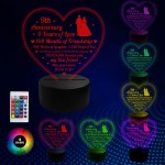 Wedding Anniversary Gifts for Her Him 3D Lamp Night Light 9th