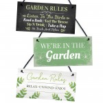 3 PACK Garden Rules Hanging Sign Bundle Gift For Her Women