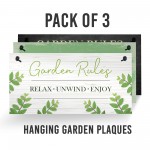 3 PACK Garden Rules Hanging Sign Bundle Gift For Her Women