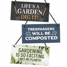 Garden Signs 3 Pack Bundle Novelty Plaque Garden Decor Shed