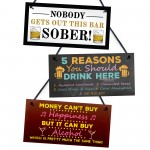 3 Pieces Funny Alcohol Hanging Bar Signs Plaque For Home Bar