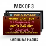 3 Pieces Funny Alcohol Hanging Bar Signs Plaque For Home Bar