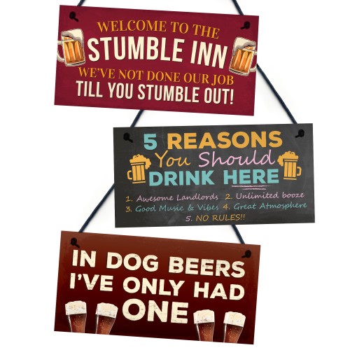 3 PACK Funny Home Bar Pub Signs Bundle Novelty Man Cave 