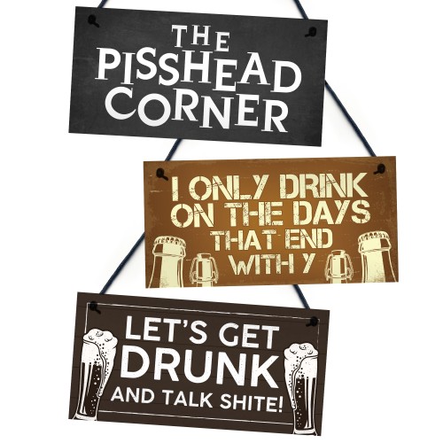 Funny PACK OF 3 Alcohol Signs For Home Garden Bar Man Cave