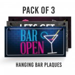 Set of 3 Bar Signs For Home Bar Pub Man Cave Novelty Bar Sign